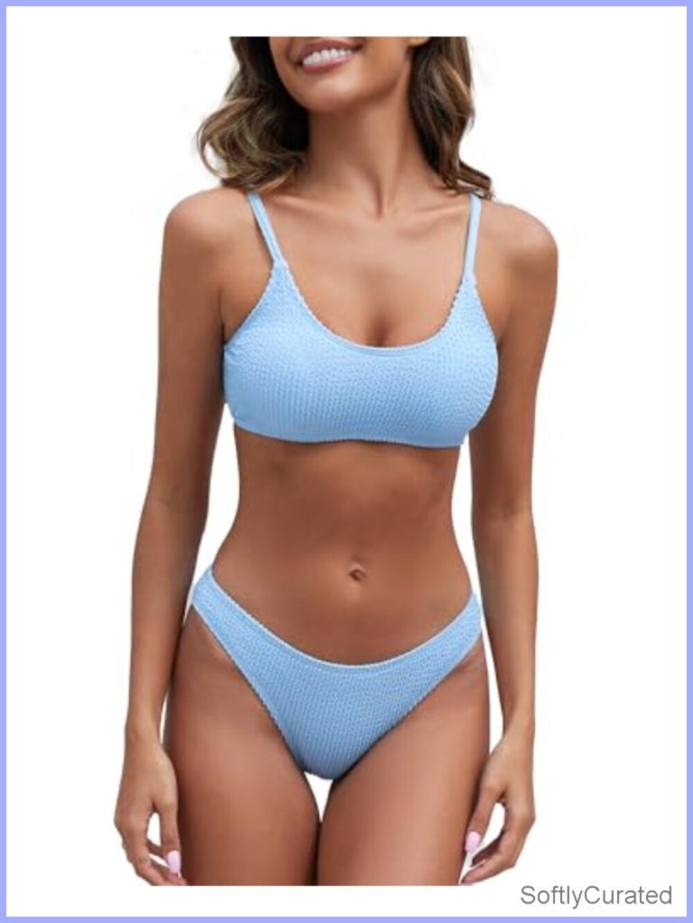 Ribbed Bikini Set Scoop Neck Cheeky Two Piece Swimsuit Textured Bathing Suit